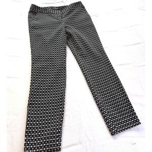 EXPRESS Columnist Black White Geometric‎ Print Stretch Pants Trousers Size 4